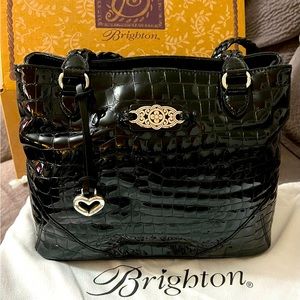 Like New Brighton black patent leather Croc purse